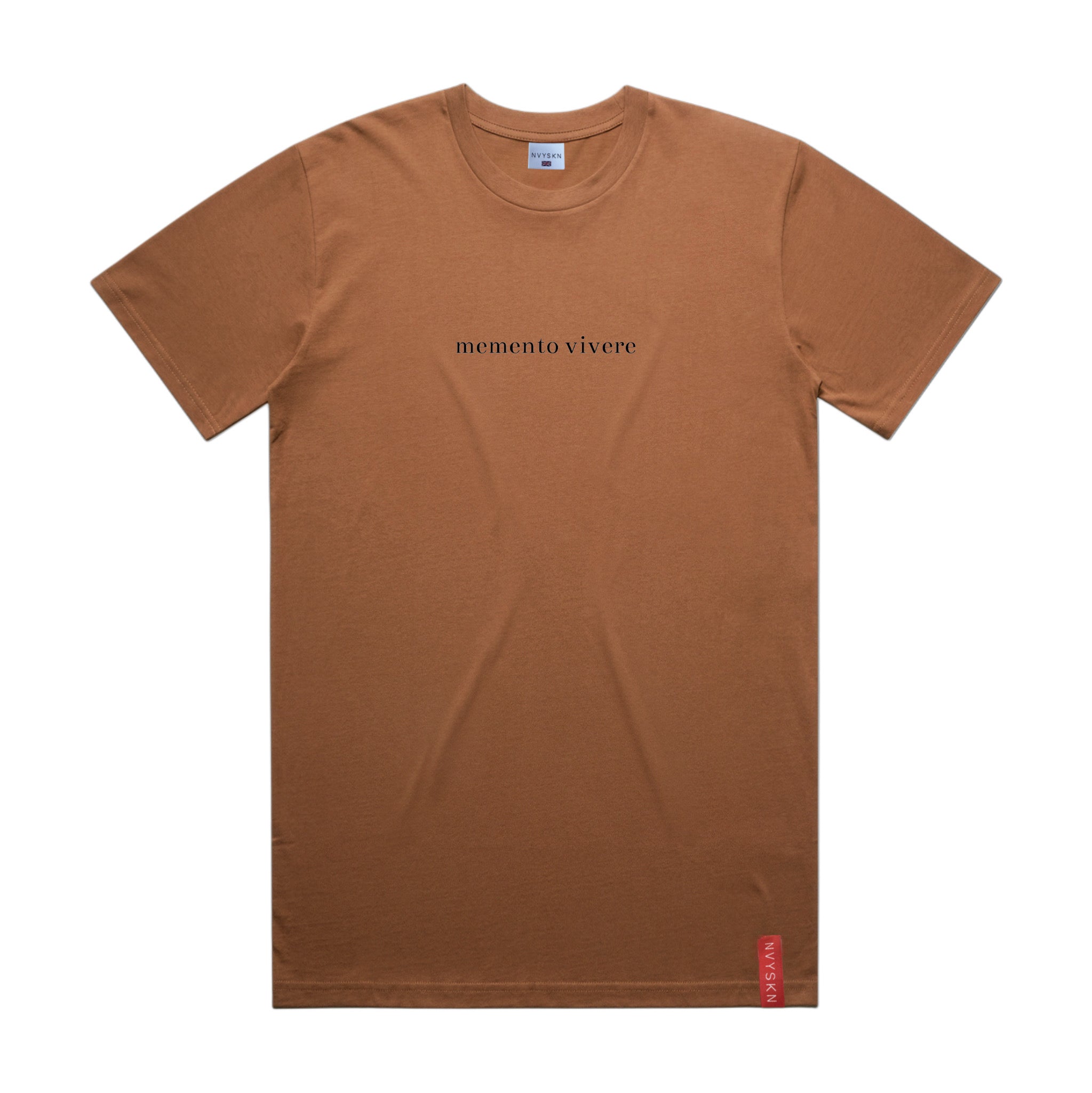 NVYSKN Mens Cotton Latin Design T Shirt “Memento Vivere”