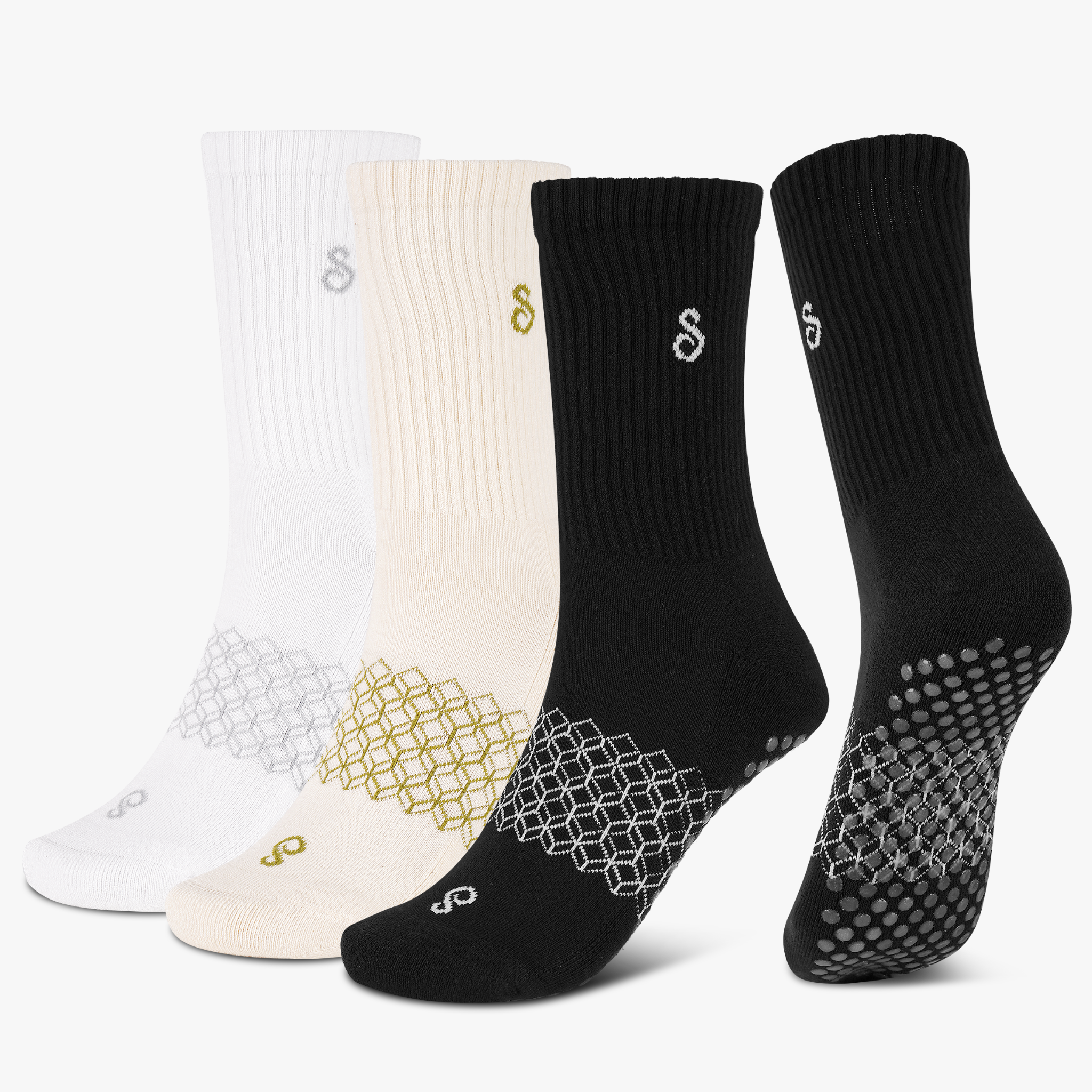 grip socks (crew / mid-calf) - organic combed cotton